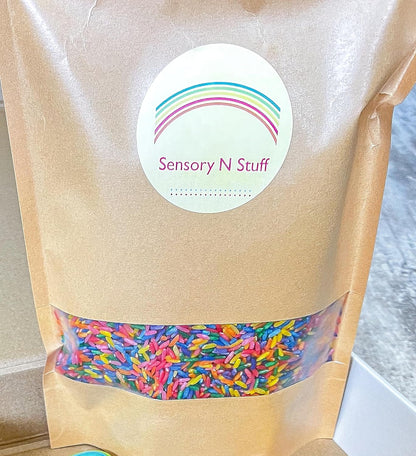 Rainbow Rice | Non-Toxic Sensory Bin Filler for Educational Play - 2 LB (4 Cups)