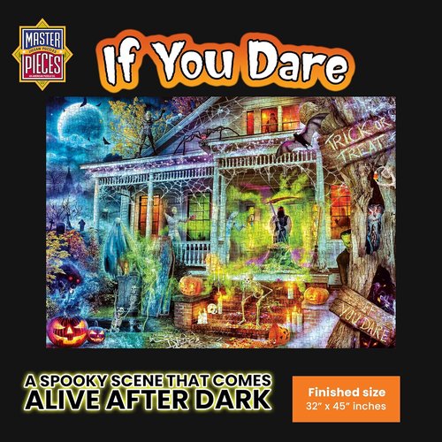 MasterPieces Halloween Glow In The Dark Jigsaw Puzzle - 1000 Piece Haunted House Design | Spooky Family Game 19.25” x 26.75”