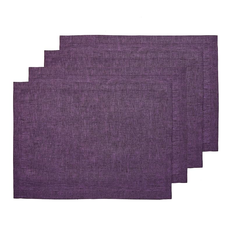 Grape 14x19 in 100% Linen Placemats Set of 4 - Pure European Linen, Handmade