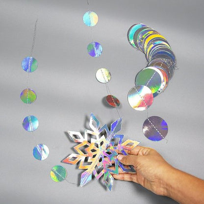 Cheerland Iridescent Snowflake Garland - Holographic Winter Wonderland Decorations | Perfect for Birthday, Baby Shower & Wedding Parties