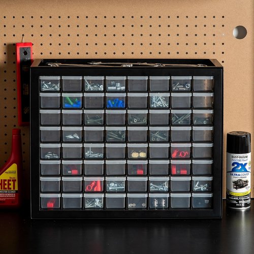 IRIS USA Small Parts Storage Cabinet - 64-Drawer Organizer for Hardware, Crafts & More | Black