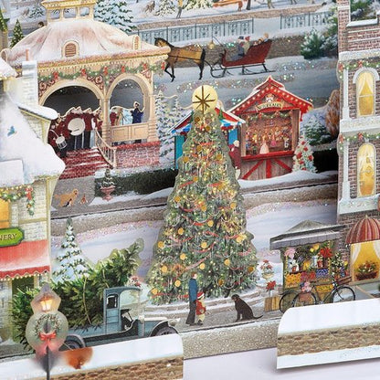 American Greetings 3D Christmas Card - Magic Moments Winter Village Scene by Jacquie Lawson | Holiday Cheer