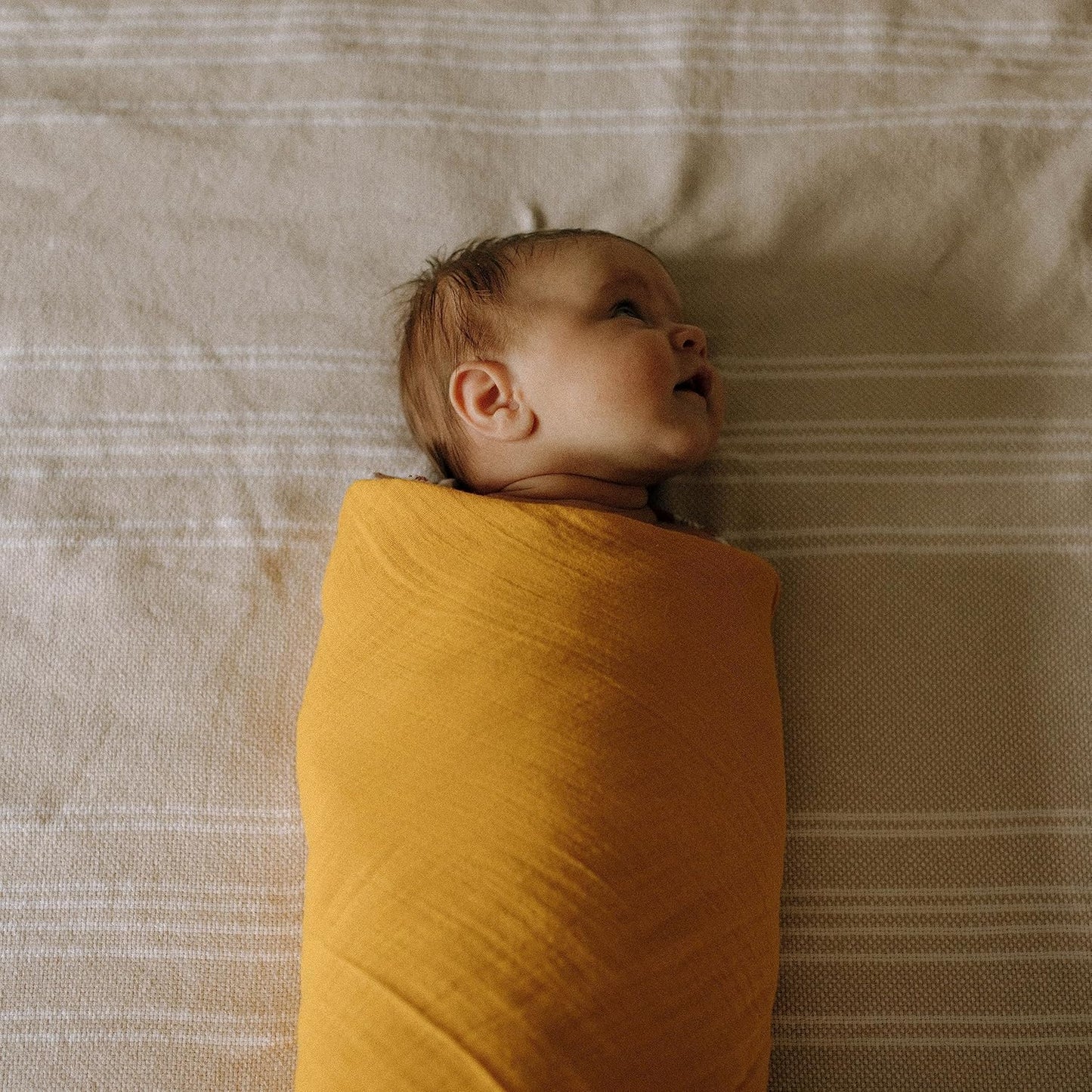 Parker Baby Co. Swaddle Blankets - 100% Cotton Muslin Pack of 3 for Baby Boys & Girls | Unisex Dune Set
