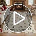 LIVEBOX Christmas Runner Rug for Kitchen 2x6 Beige Washable Non Slip Floral Bow Scalloped Edge