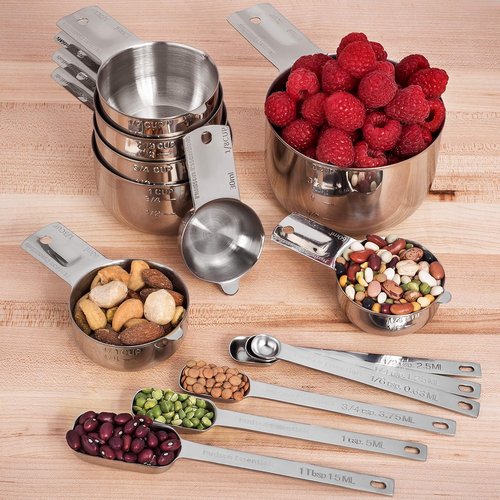 Hudson Essentials Stainless Steel Measuring Cups & Spoons Set - 15 Durable Pieces for Accurate Cooking