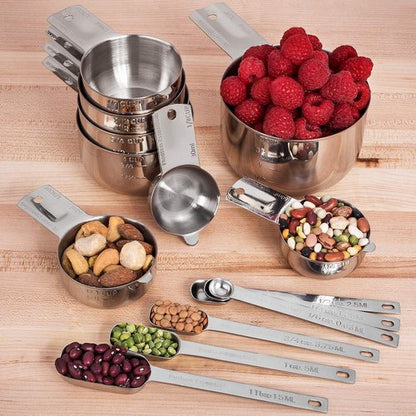 Hudson Essentials Stainless Steel Measuring Cups & Spoons Set - 15 Durable Pieces for Accurate Cooking