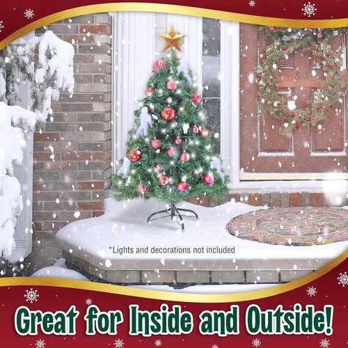 Canadian Fir 4ft Green Christmas Tree - Premium Hinged Artificial Holiday Décor with 320 Tips & Metal Stand