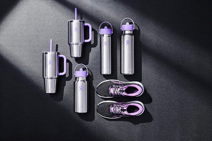 Hydro Flask Water Bottle - Insulated Stainless Steel with Wide Mouth Flex Straw Lid | 32 Oz Violet, Leakproof & Refillable
