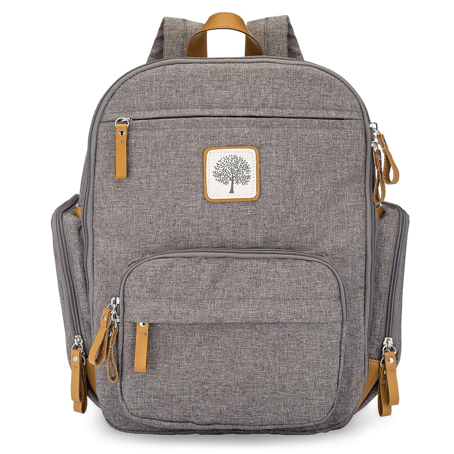 Parker Baby Diaper Backpack - Full Zip Design with Insulated Pockets - Stylish Gray Color