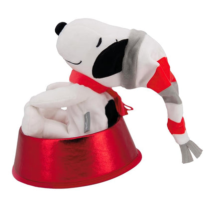 Hallmark Peanuts Tree Topper – 9.75" Plush Snoopy in Dog Dish, Themed Variation