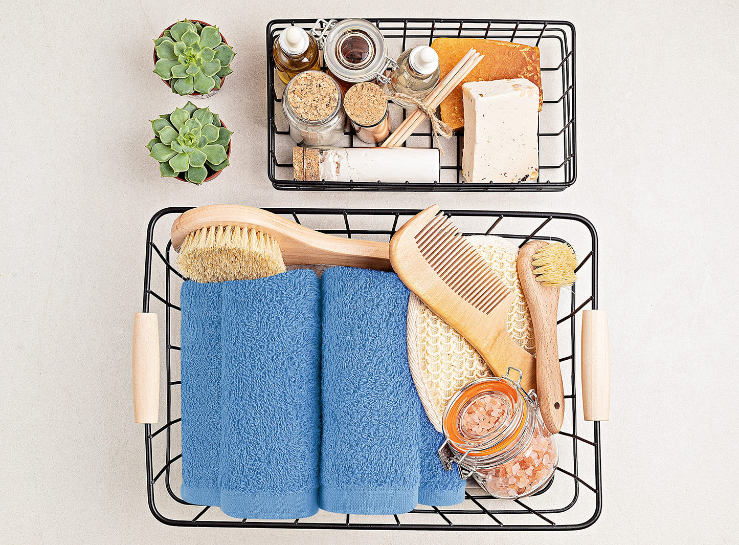 Utopia Towels 24 Pack Cotton Washcloths Set, 100% Ring Spun Cotton, Premium Quality Flannel Face Cloths, Highly Absorbent and Soft Feel Fingertip Towels, Electric Blue