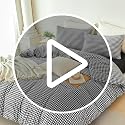 Full Gingham Bedding Set for Boys Black White Plaid Bed in a Bag 5Pcs