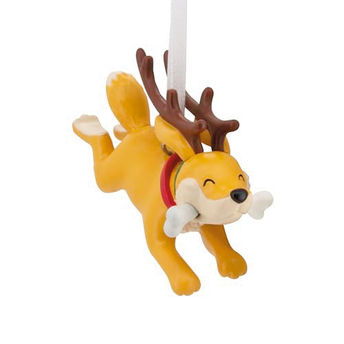 Dog Reindeer Christmas Ornament - Holiday Dog Decor, Playful Canine Design