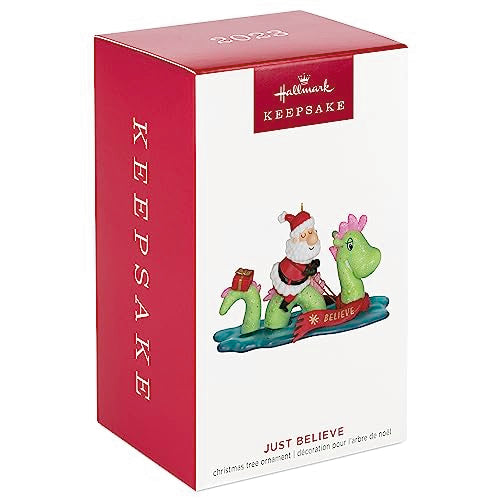 Christmas Ornament 2023 Just Believe Santa and Loch Ness Monster Glitter Decor