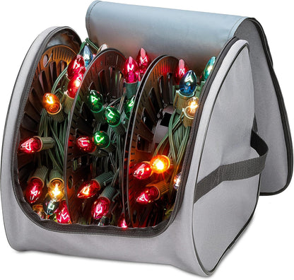 Premium Christmas Light Storage Bag - Heavy-Duty 600D Tear-Proof Material | Stores Up to 375 Ft of Mini Lights - Grey