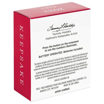 Hallmark Keepsake 1.25" Miniature Christmas Ornament 2023, A Snowy 2023 with Light Mini, Snowman Gifts