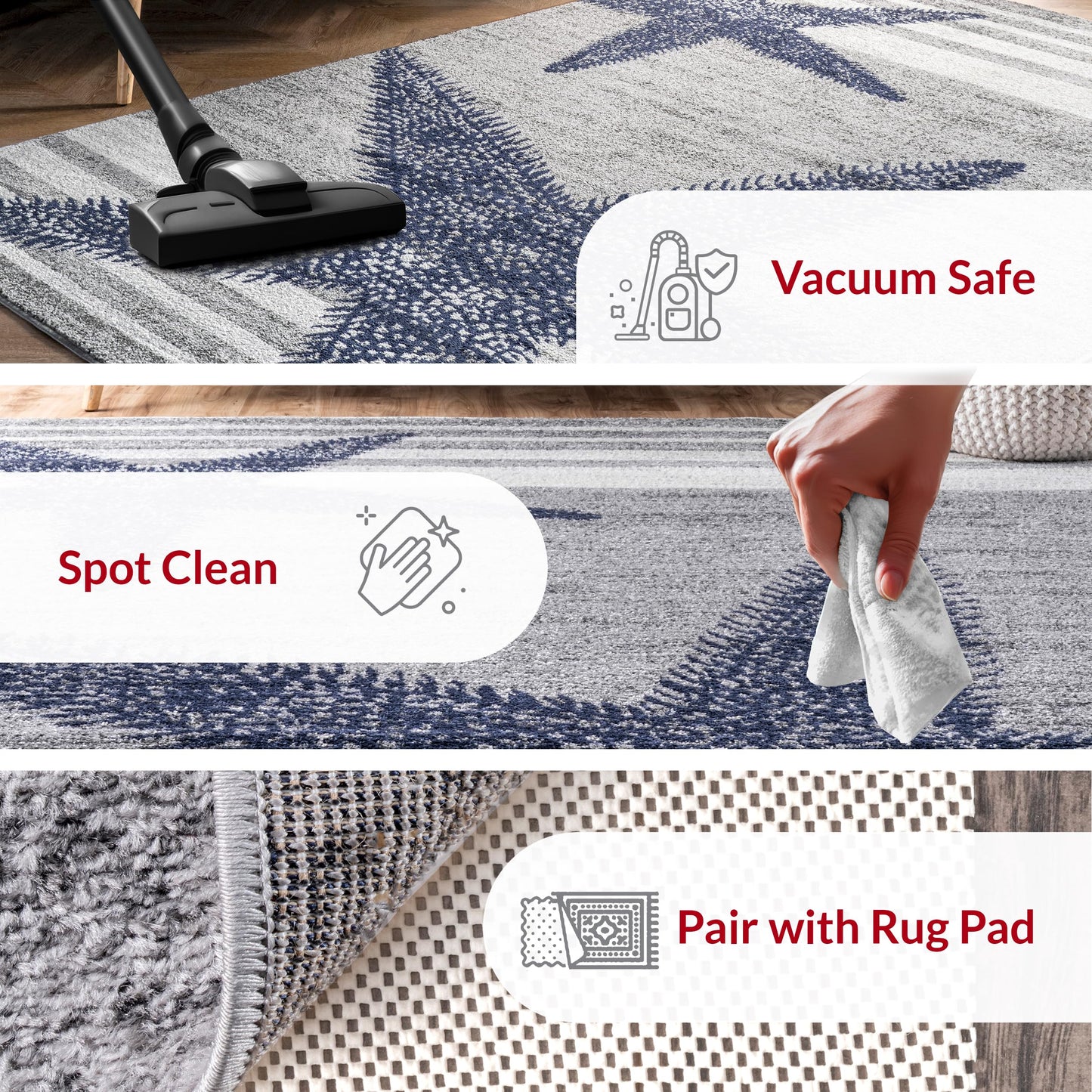 nuLOOM Thomas Paul Starfish and Striped Runner Rug, 2' 6" x 10', Grey