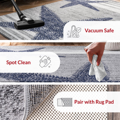 nuLOOM Thomas Paul Starfish and Striped Runner Rug, 2' 6" x 10', Grey