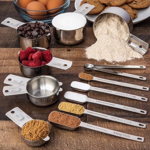 Hudson Essentials Stainless Steel Measuring Cups & Spoons Set - 14 Piece Kitchen Tool Set