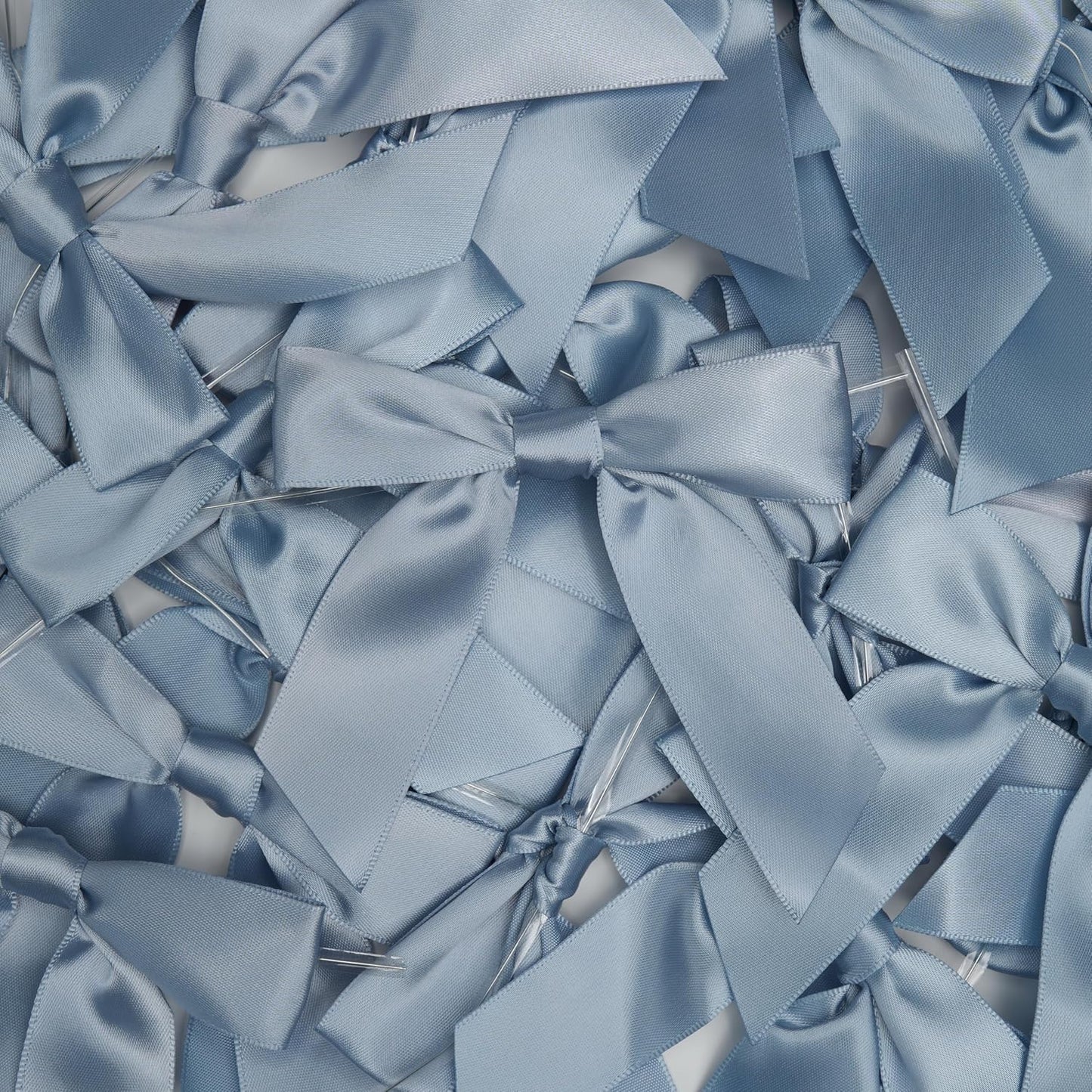 Twist Tie Bows by Dusty Blue - Pre-Tied Satin Ribbon Bows for Gift Wrapping | 3.5" | 50 Pack