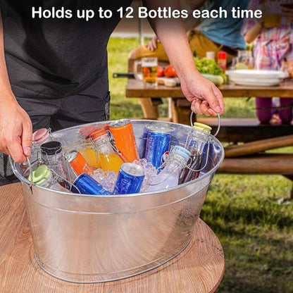 Large 6-Gallon Galvanized Tin Beverage Tub, 20x14x10 inches (Pack of 2)