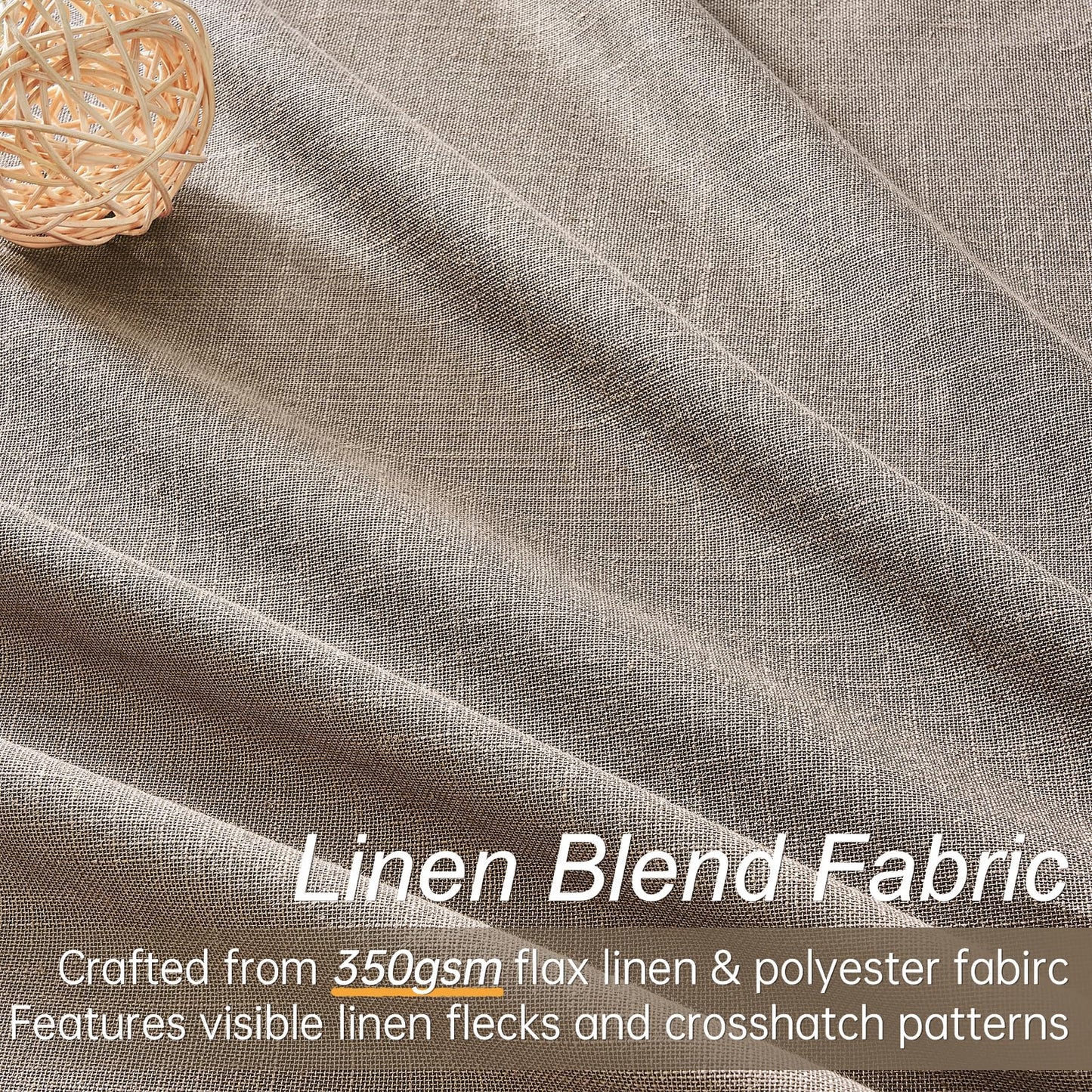 Topfinel Extra Long Total Blackout Linen Curtains 108 Inches Long for Living Room Large Window with Hooks Rings, Pinch Pleated Cold Blocking Acoustic Heavy Taupe Track Curtains 2 Panels 9 FT