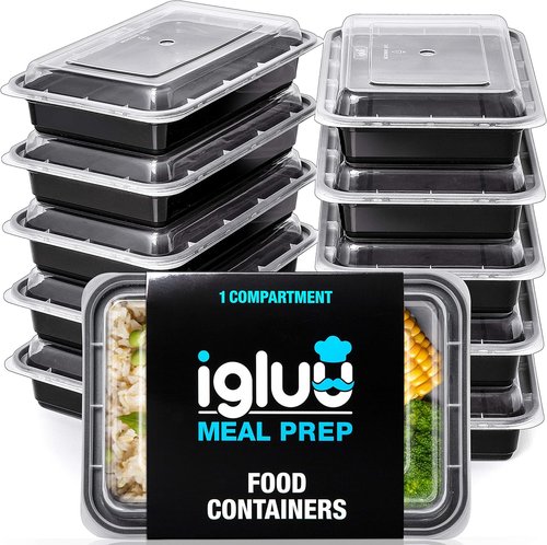 Igluu Meal Prep Containers - Reusable 10-Pack | Stackable, Microwave & Dishwasher Safe - 28oz, BPA-Free