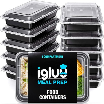 Igluu Meal Prep Containers - Reusable 10-Pack | Stackable, Microwave & Dishwasher Safe - 28oz, BPA-Free