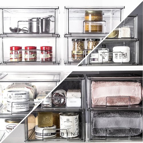 BINO Stackable Storage Drawers - Clear Small Organizers for Bathroom & Vanity | Crate Collection