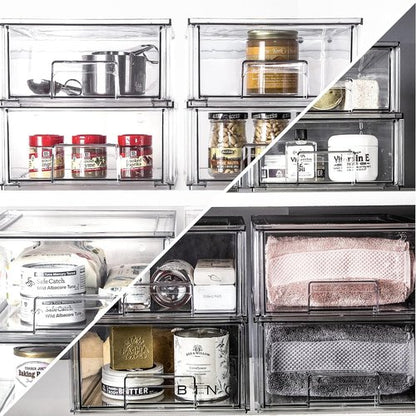 BINO Stackable Storage Drawers - Clear Small Organizers for Bathroom & Vanity | Crate Collection