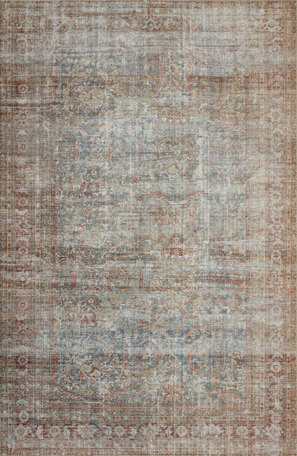 Loloi Chris Loves Julia Jules Collection JUL-05 Lagoon/Brick 2'-6'' x 7'-6'', .13" Pile Height, Runner Rug