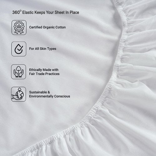 LANE LINEN 100% Organic Cotton King Sheet Set, 4Pc Cotton Sheets King Size, Breathable Bedding Sheet & Pillowcases, Hotel Luxury Bed Sheets Set, 15" Deep Pocket - White King Sheets (2 Pack)