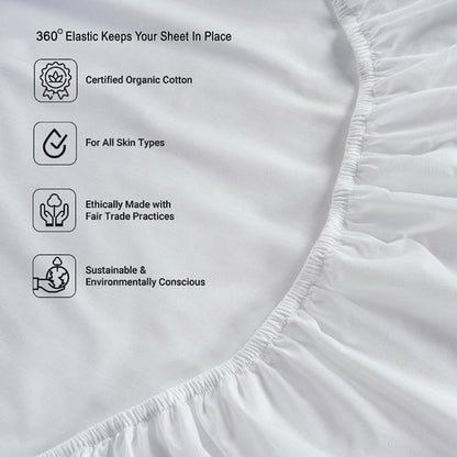 LANE LINEN 100% Organic Cotton King Sheet Set, 4Pc Cotton Sheets King Size, Breathable Bedding Sheet & Pillowcases, Hotel Luxury Bed Sheets Set, 15" Deep Pocket - White King Sheets (2 Pack)