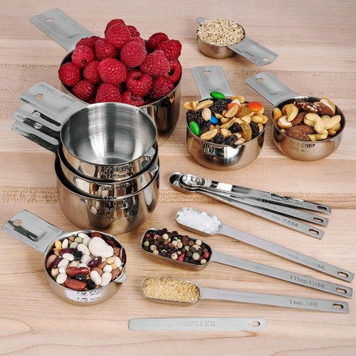 Hudson Essentials Stainless Steel Measuring Cups & Spoons Set - 15 Durable Pieces for Accurate Cooking