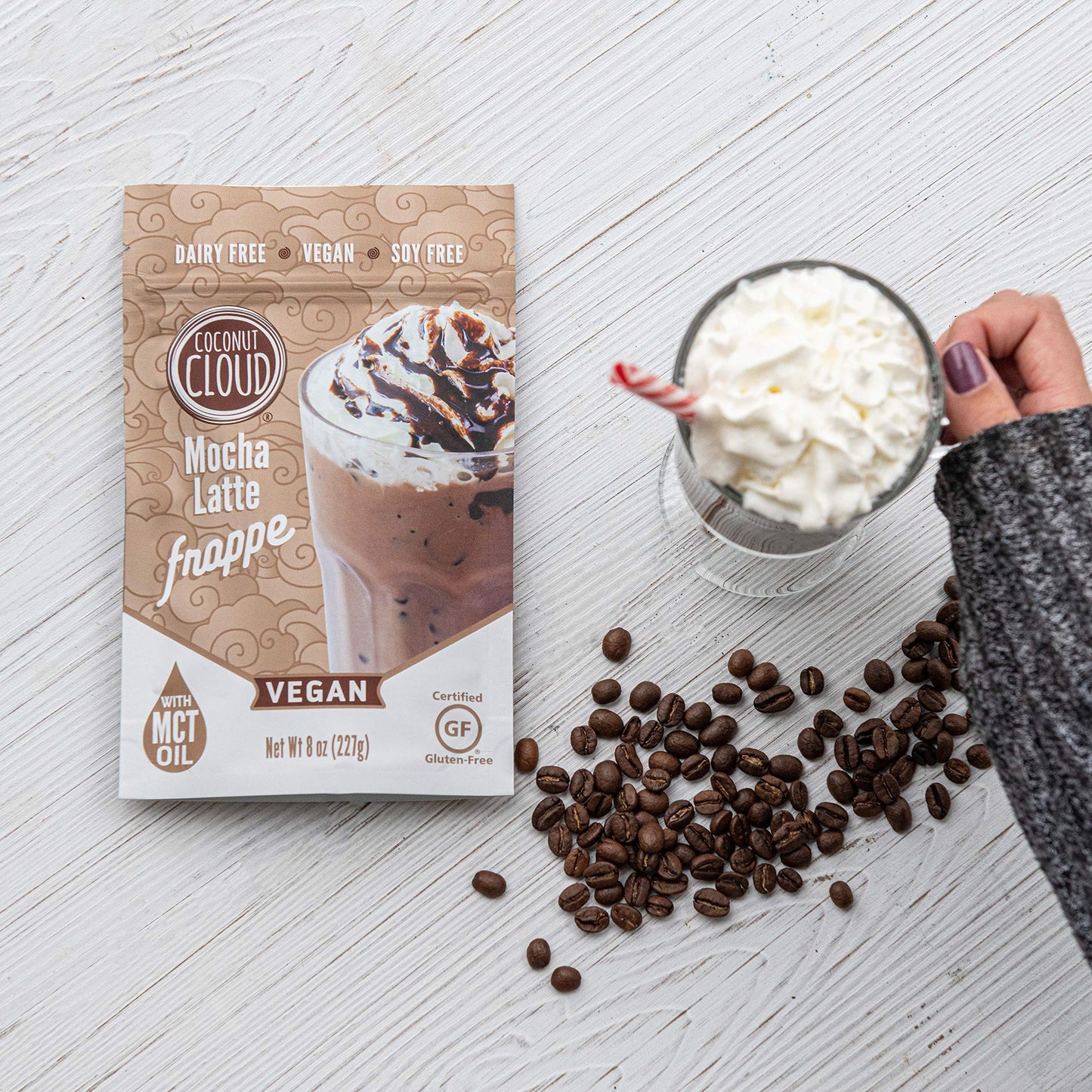 Coconut Cloud: Mocha Frappe Frozen Blended Iced Coffee Latte Mix | Instant: Add Ice + Favorite (Nut) Milk, Blend & Enjoy | Natural, Delicious, Creamy Coffee & Chocolate (Dairy Free, Gluten Free, Vegan), 6 Servings