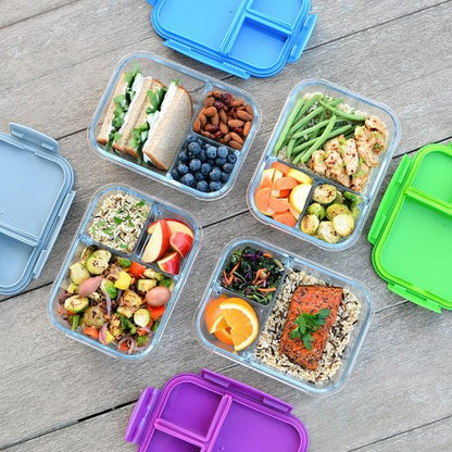 Bentgo Glass Lunch Box - Leak-Proof Bento-Style Container with Airtight Lid - 5 Cup Capacity in Blue