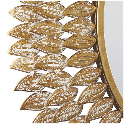 Deco 79 Metal Leaf Room Wall Mirror Radial Entryway Mirror, Wall Mounted Mirror 32" x 1" x 32", Gold