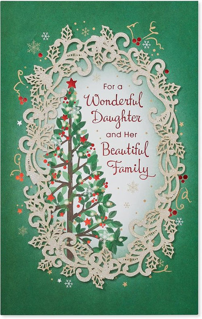 American Greetings Christmas Card - Sentimental Holiday Greeting for Daughter & Family | Artistic Die-Cut Design