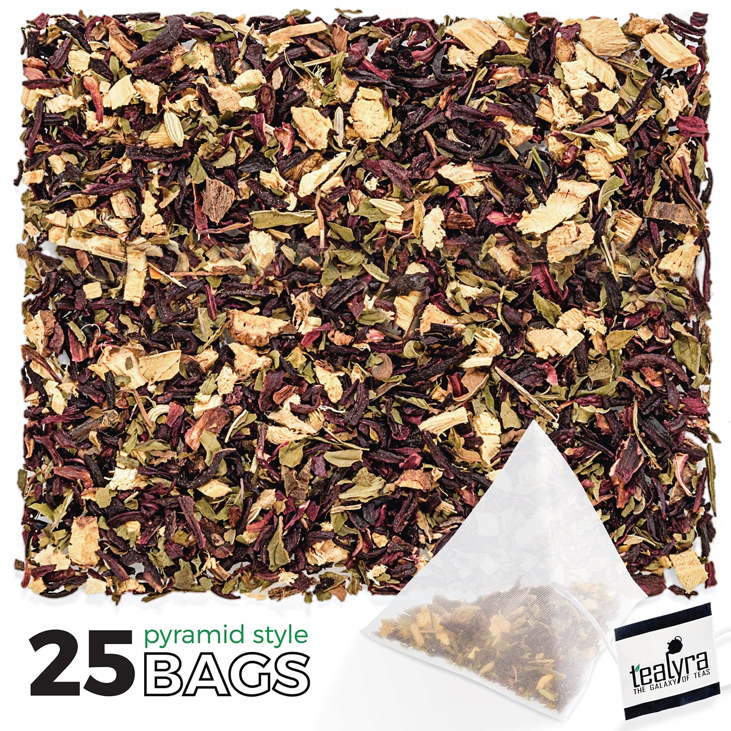 Tealyra - Flat Belly Detox - 25 Bags - Fennel - Peppermint - Hibiscus - Wellness Herbal Loose Leaf Tea - Cleanse Tea - Caffeine Free - Pyramids Style Sachets…