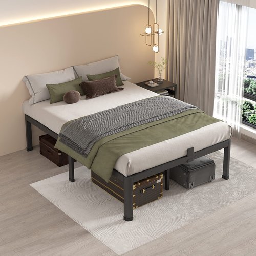 MAF 14 Inch Full Size Metal Platform Bed Frame with Round Corner Legs, 3000 LBS Heavy Duty Steel Slats Support, Noise Free, No Box Spring Needed, Easy Assembly