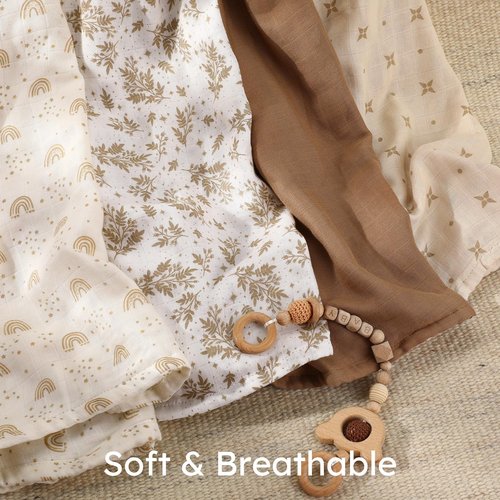 Yoofoss Muslin Swaddle Blankets, Organic Baby Blankets, 47 x 47 Inches Receiving Blanket for Baby Boys and Girls, Baby Essentials for Newborns Soft Breathable