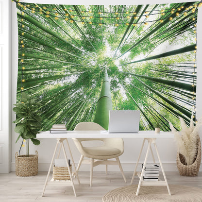 Ambesonne Forest Tapestry, Tropical Rain Forest Tall Trees in Exotic Style Nature Theme Image Sky from Woodland, Wide Wall Hanging for Bedroom Living Room Dorm, 60" X 40", Green