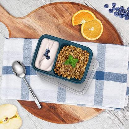 Bentgo Prep - 2-Compartment Snack Containers | Reusable, Microwaveable, BPA-Free - 10 Deep Teal Trays & Lids
