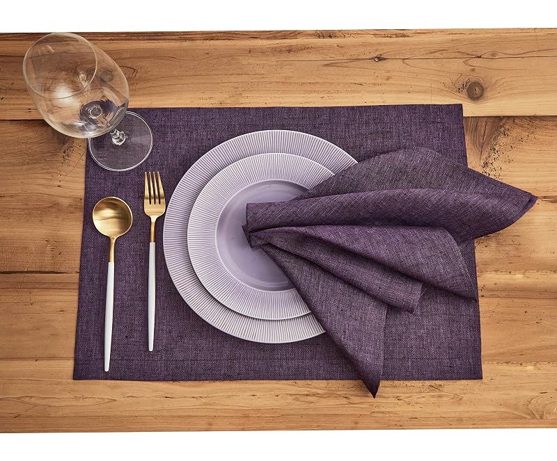 Grape 14x19 in 100% Linen Placemats Set of 4 - Pure European Linen, Handmade