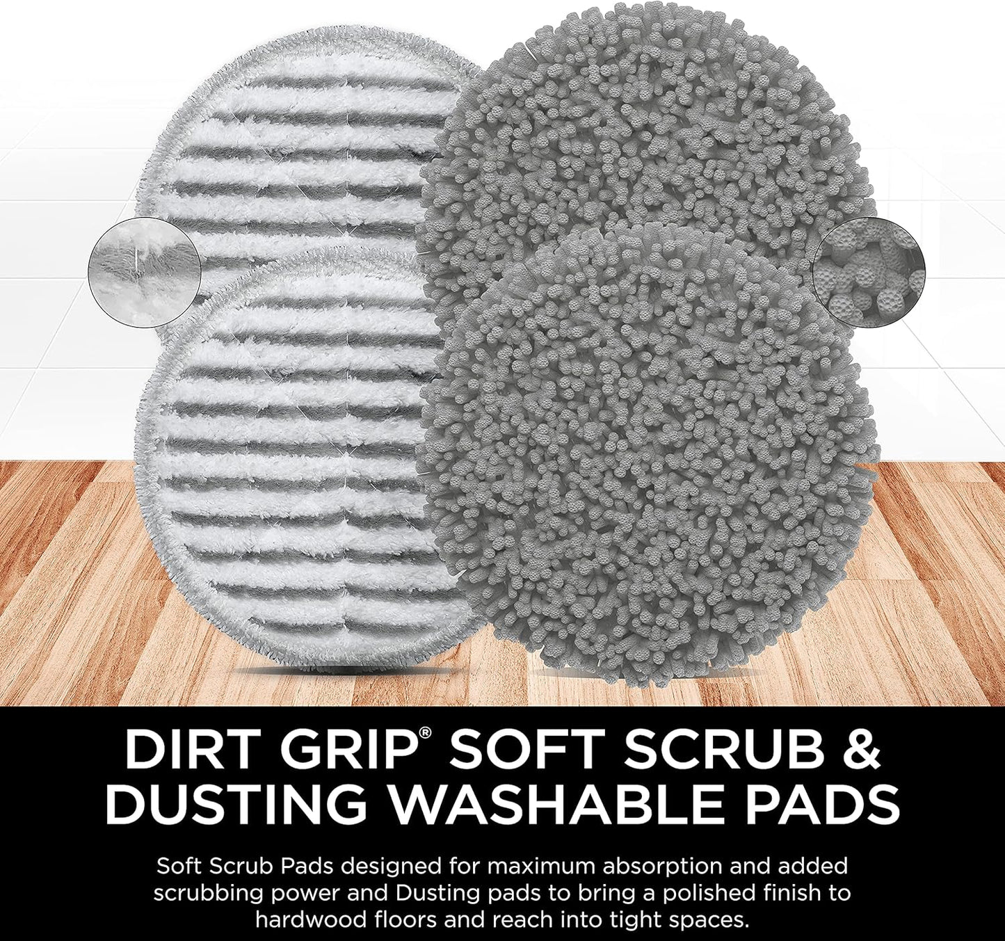 Shark Steam & Scrub Washable Pads - Powerful Cleaning for All Sealed Hard Floors | Grey, Compatible with S8001, S8201, S7201 & S7001