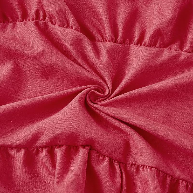 SoarDream Red Christmas Satin Ruffle Table Runner 14x118 Inch - 1 Pack