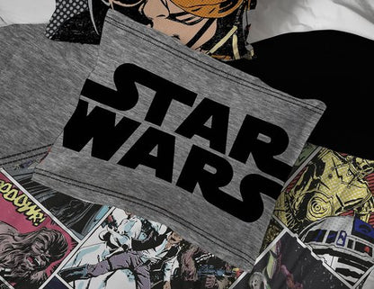 Jay Franco Star Wars Comic Queen Comforter & Sham Set - Kids Super Soft Bedding - Fade Resistant Microfiber (Official Star Wars Product)