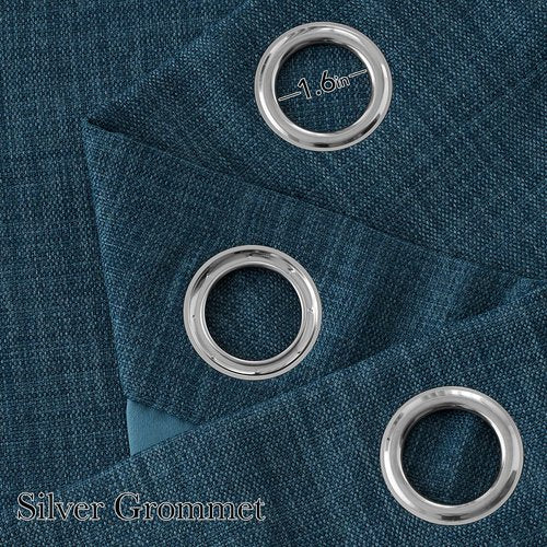 NICETOWN Short Faux Linen Stone Blue Blackout Curtains 63 inches Long for Kitchen - Privacy Panels for Living Room Bedroom, Modern Farmhouse Style Easy Care Grommet Top, 2 Panels, W42 by L63