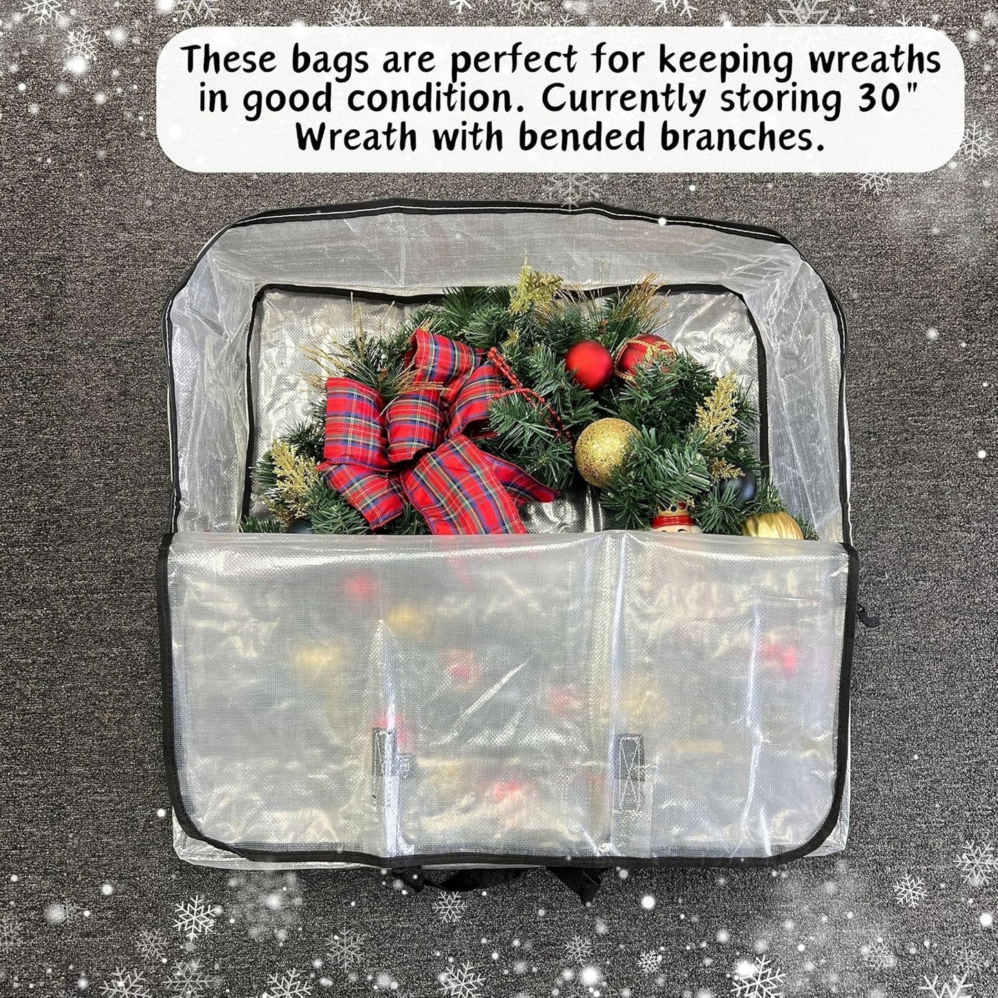 VENO Clear Christmas Wreath & Tree Storage Bags - 6 Pack for Wreaths, Tree & Wrapping Paper