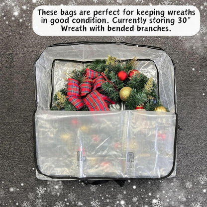 VENO Clear Christmas Wreath & Tree Storage Bags - 6 Pack for Wreaths, Tree & Wrapping Paper